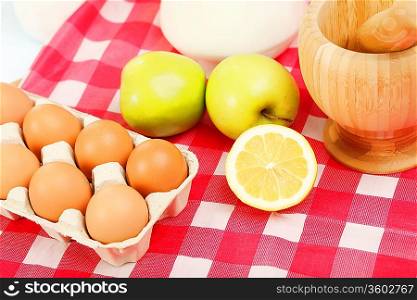 Brown chicken eggs on the kitchen table