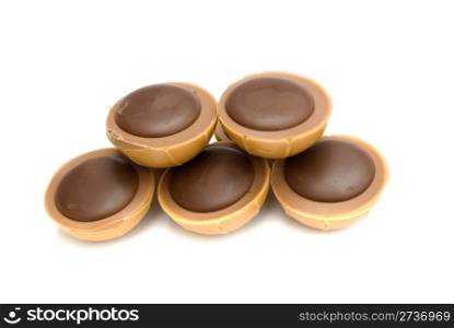 brown chocolates isolated on white background