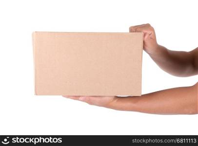Brown color cardbox on the plain background