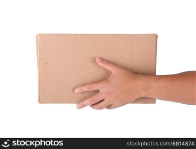 Brown color cardbox on the plain background