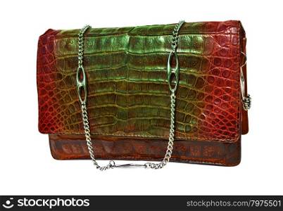 Brown crocodile genuine leather handbag