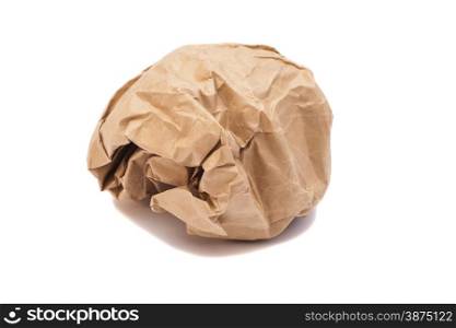 brown crumpled paper ball