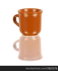 Brown cup on the white background