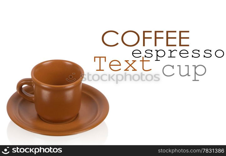 Brown cup on the white background