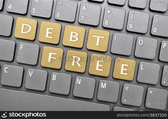 Brown debt free key on keyboard