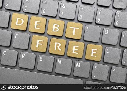 Brown debt free key on keyboard