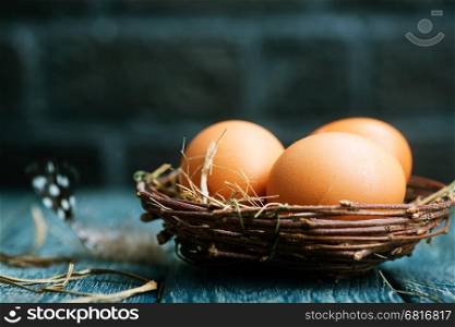 brown easter eggs on a table, easter background