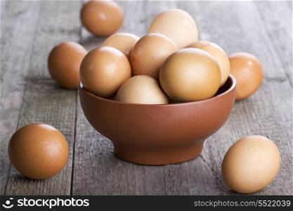 brown eggs in a plate