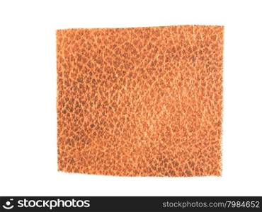 Brown fabric sample. Brown tabby fabric swatch leatherette over white background