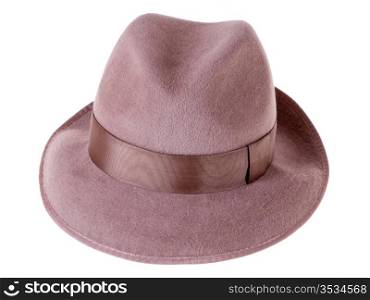 brown felt man&rsquo;s hat fedora isolated on white