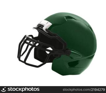 Brown Football Helmet on white. green Football Helmet on white