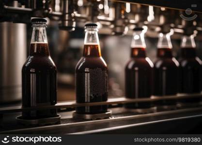 Brown glass beer drink alcohol bottles Illustration Generative AI