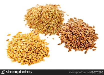 Brown, golden and ground flax seed
