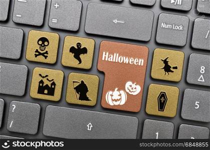 Brown halloween key on keyboard. Halloween key on keyboard
