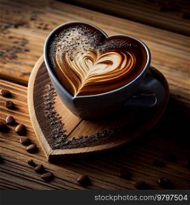 Brown Heart Shape Coffee. Generative AI