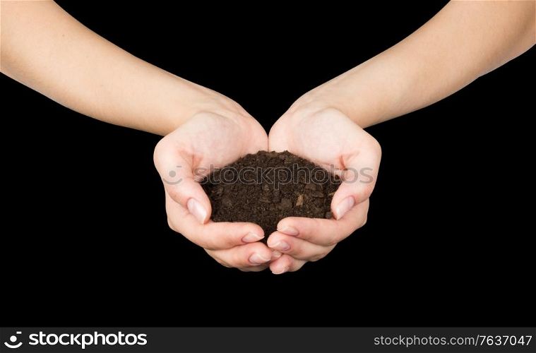 Brown Land and humman hand (on hand)
