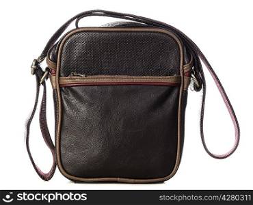 brown leather bag isolated on white background
