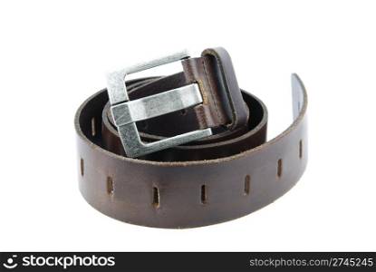 brown leather belt isolated on white background