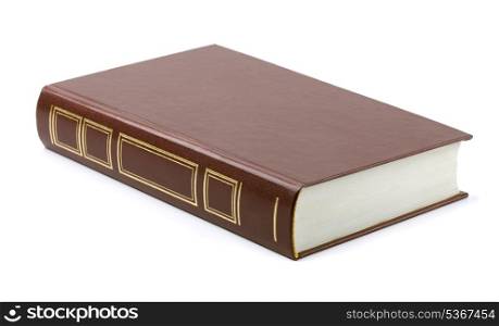 Brown leather book isolated on white