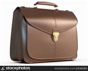 Brown Leather Businessman Briefcase with Lockon LightBackground with Shadow, Business Bag Suitcasewith Strap and Brass Buckle,Briefcasefor Documents,Management orProfessional3D Illustration