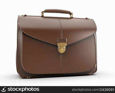 Brown Leather Businessman Briefcase with Lockon LightBackground with Shadow, Business Bag Suitcasewith Strap and Brass Buckle,Briefcasefor Documents,Management orProfessional3D Illustration