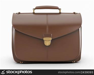 Brown Leather Businessman Briefcase with Lockon LightBackground with Shadow, Business Bag Suitcasewith Strap and Brass Buckle,Briefcasefor Documents,Management orProfessional3D Illustration