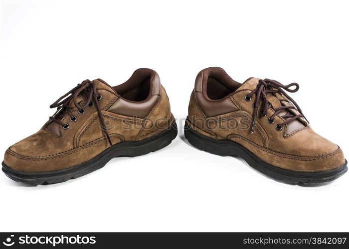 Brown leather man&rsquo;s shoes isolated on white background