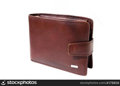 brown leather purse wallet isolated on white background