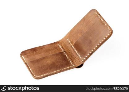 brown leather wallet isolated on white background