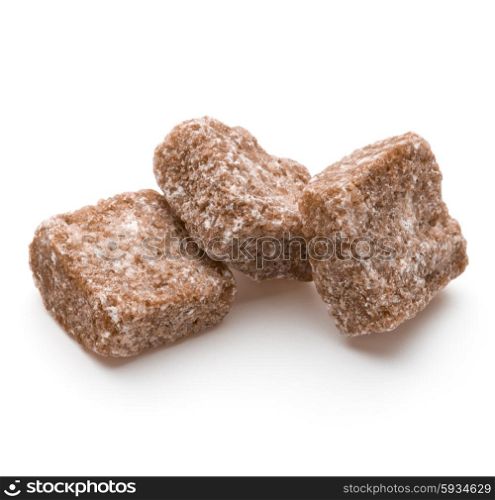 Brown lump cane sugar cube isolated on white background cutout