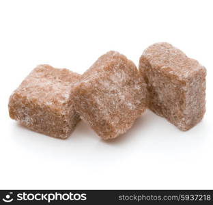 Brown lump cane sugar cube isolated on white background cutout