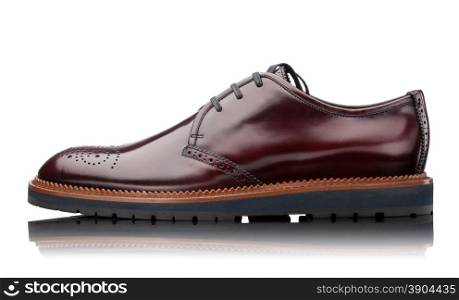 brown male leather shoe isolated on white background. brown male leather shoe isolated on white