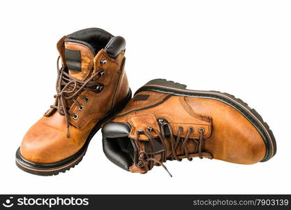 brown men&rsquo;s boots isolated on white background