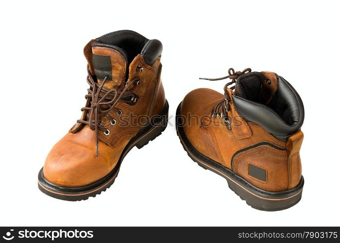 brown men&rsquo;s boots isolated on white background