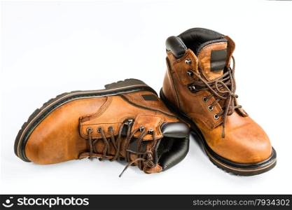 brown men&rsquo;s boots isolated on white background