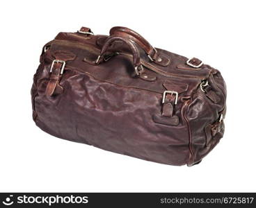 Brown men&rsquo;s hand bag, isolated on white