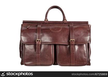 Brown men&rsquo;s hand bag, isolated on white
