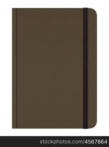 brown notebook isolated on white background. 3d illustration