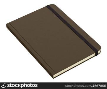 brown notebook isolated on white background. 3d illustration