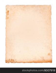 brown old paper isolated on white background