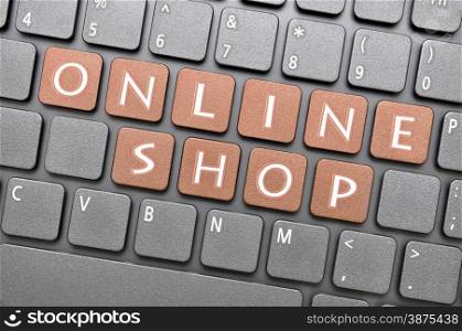 Brown online shop key on keyboard