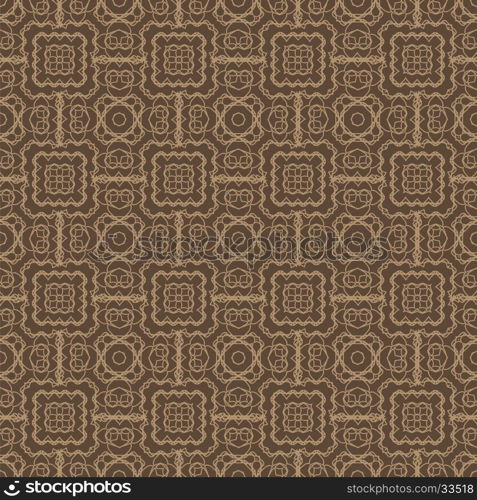 Brown Ornamental Seamless Line Pattern. Endless Texture. Oriental Geometric Ornament. Brown Ornamental Seamless Line Pattern