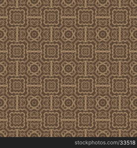 Brown Ornamental Seamless Line Pattern. Endless Texture. Oriental Geometric Ornament. Brown Ornamental Seamless Line Pattern