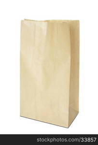 Brown paper bag isolated on white