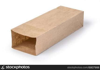 brown paper bag isolated on white background with clipping path