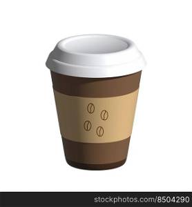 Brown Paper coffee cup on white background. 3d coffee cup to go mockup illustration.. Brown Paper coffee cup on white. 3d coffee cup to go mockup illustration.
