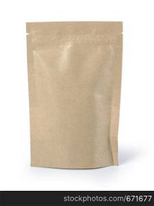Brown paper food bag packaging with valve and seal, with clipping path