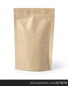 Brown paper food bag packaging with valve and seal, with clipping path