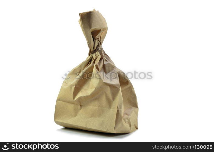 Brown paper package isolated on a white background