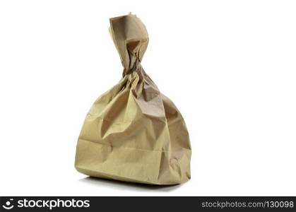 Brown paper package isolated on a white background